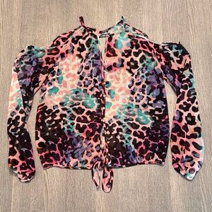 bebe Multicolor Cold Shoulder Blouse